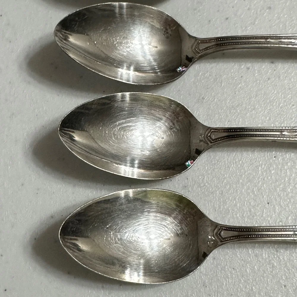 6 WM A Rogers A1 Mystic‎ Coronet Pattern Teaspoons Flatware Silverplate Vintage